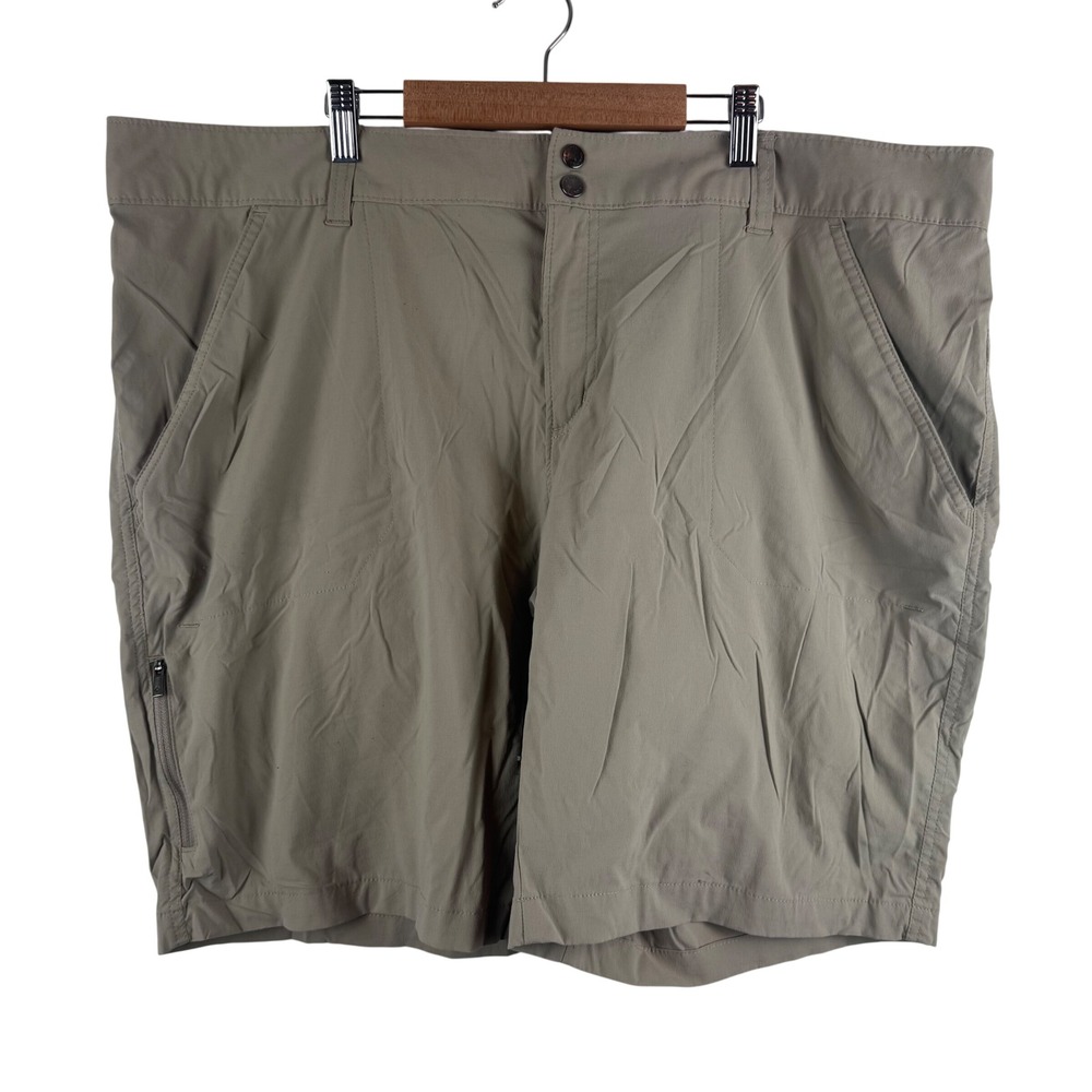 Columbia Hiking Shorts Women 22W Khaki Tan Stretch Lightweight Utility Pockets